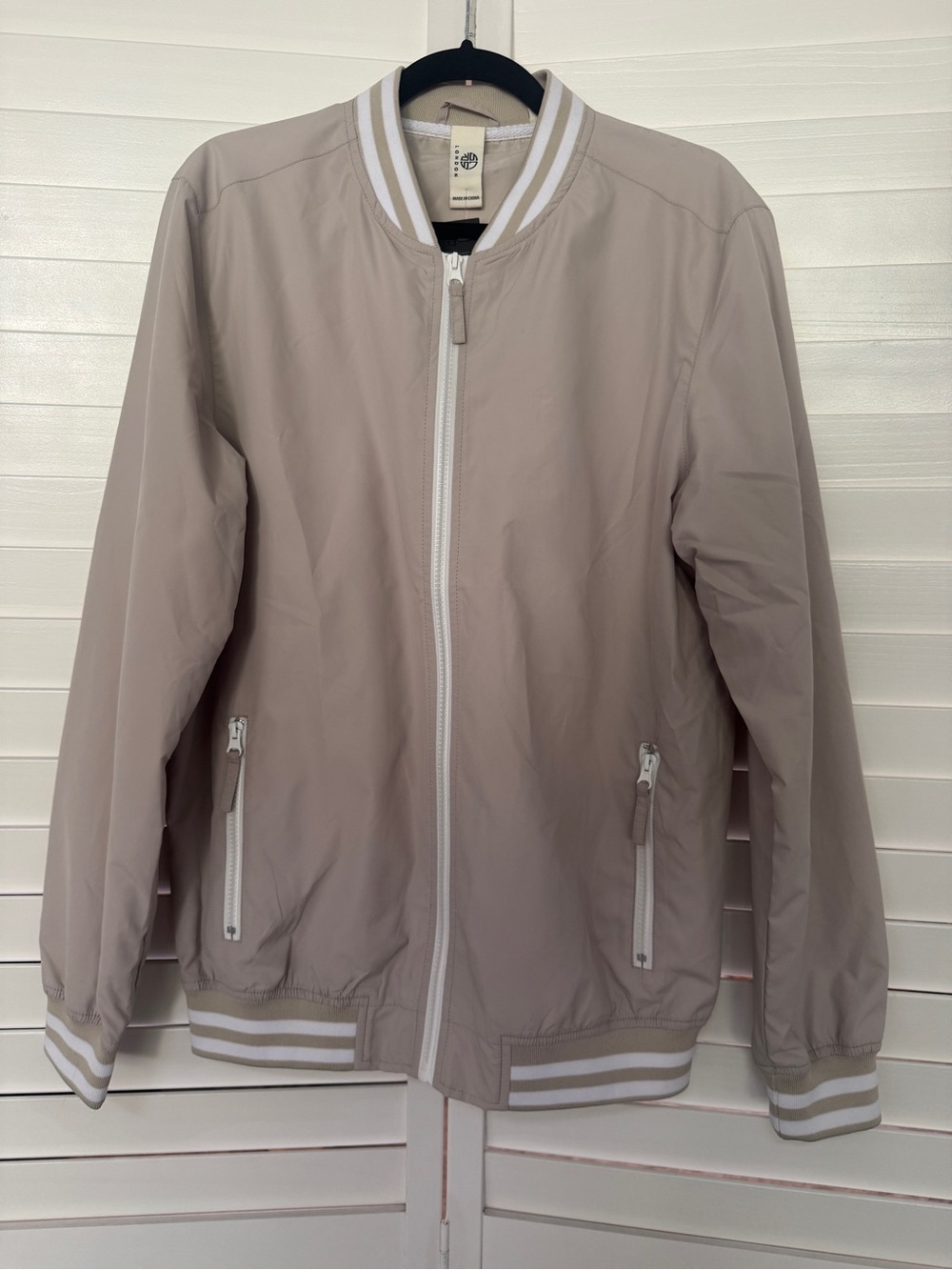 NWT Soulstar Men’s Taupe Zip-Front Bomber Windbreaker w/ Pockets Med